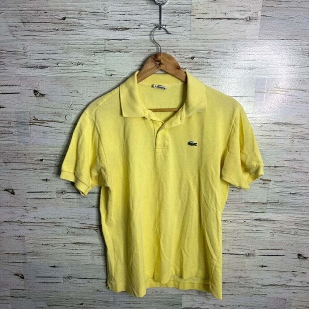 Lacoste Mens Classic Pique Slim Fit Short Sleeve Polo Shirt size 4 medium yellow